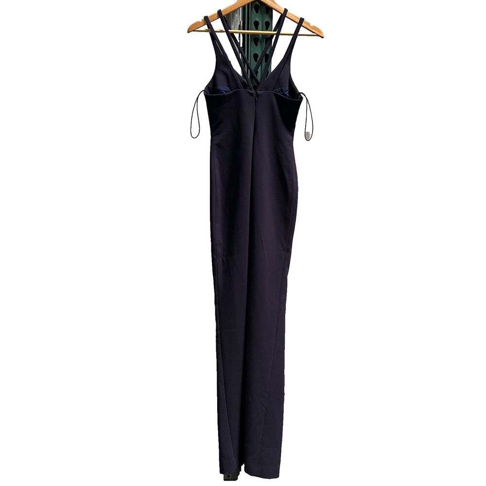 Likely Leslie Gown Women's Size 4 Navy Blue Sleeveless Strappy V-Neck Front Slit - Picture 2 of 10